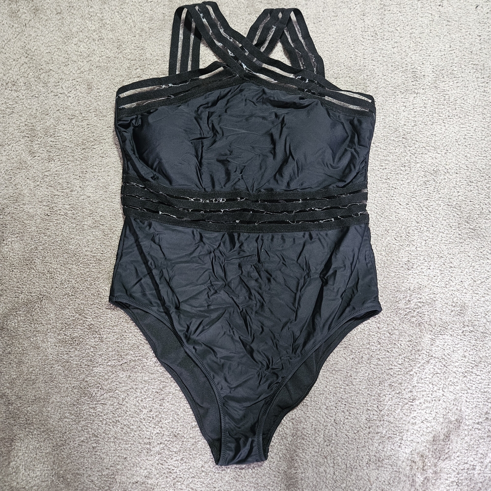 Elegant Black Women's One-Piece Swimsuit